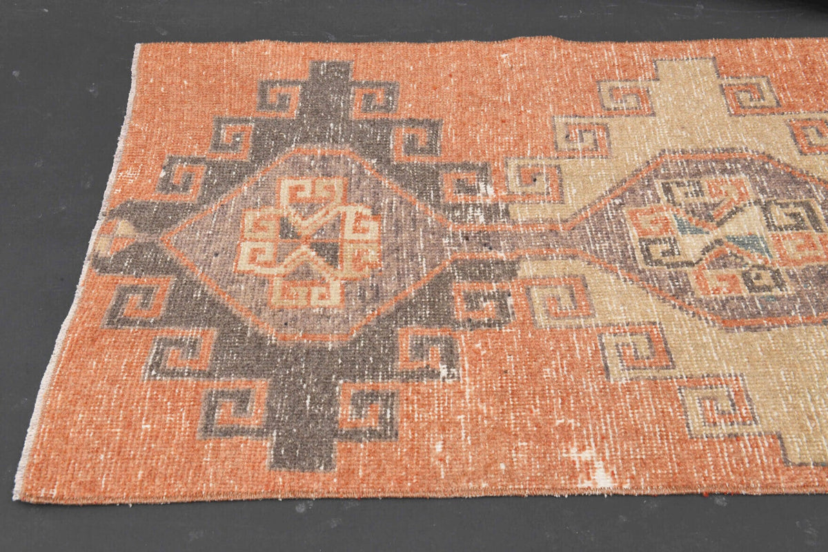 El yapımı vintage yolluk 76x262 cm geometrik desenli yün - desen detayı