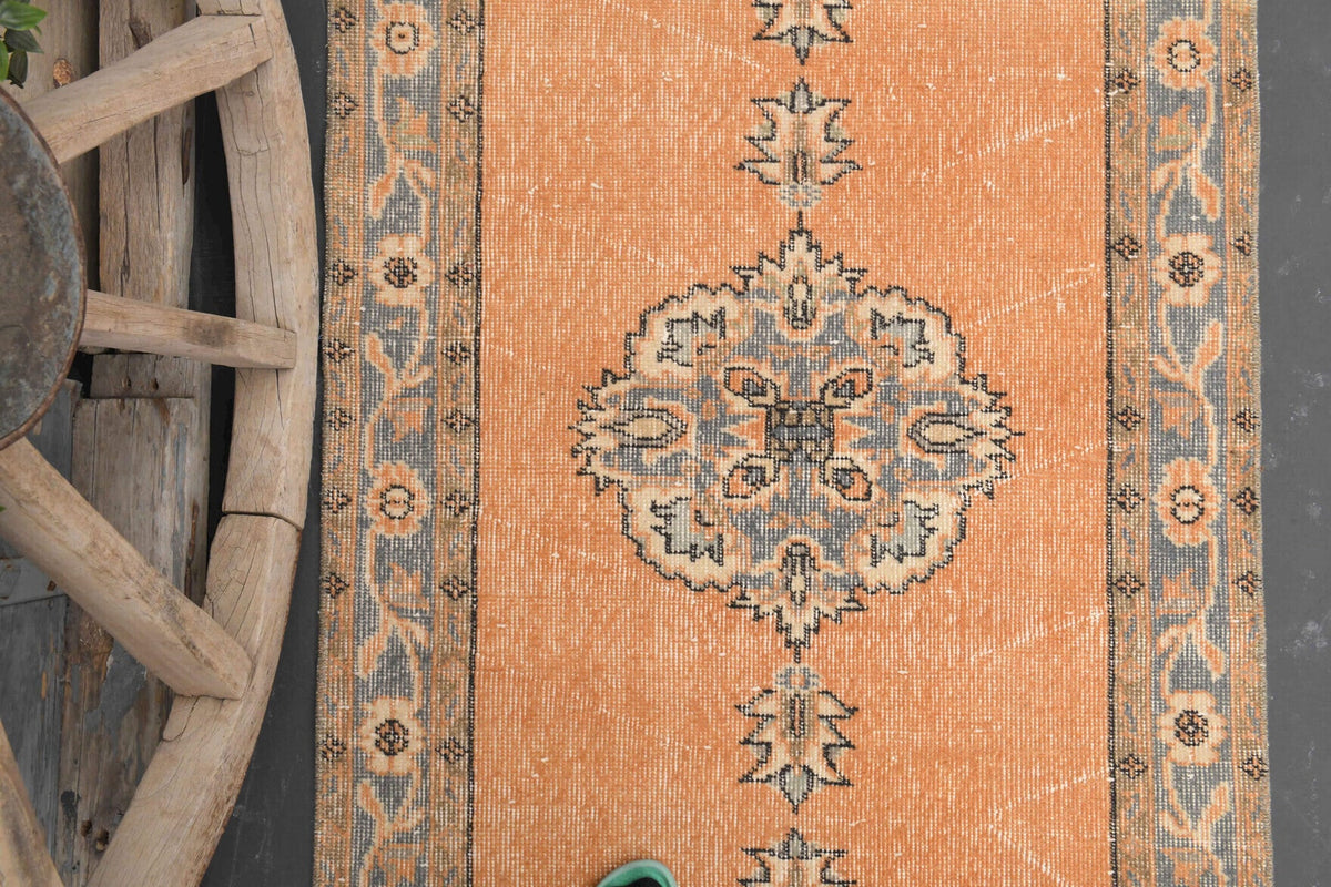 El yapımı vintage yolluk 91x330 cm oryantal desenli yün - açık alan görünümü