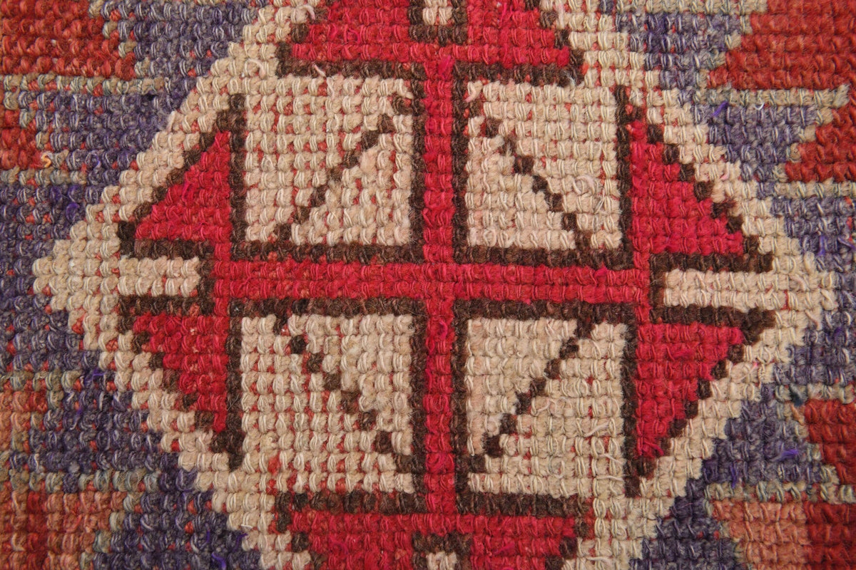 El yapımı vintage yolluk 89x351 cm tribal desenli yün - farklı açıdan görünüm