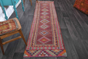 El yapımı vintage yolluk 86x310 cm oryantal desenli yün - detay görünümü