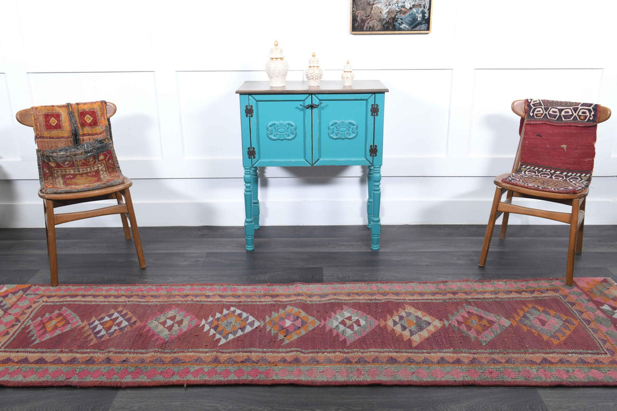 El yapımı vintage yolluk 86x310 cm oryantal desenli yün - desen detayı