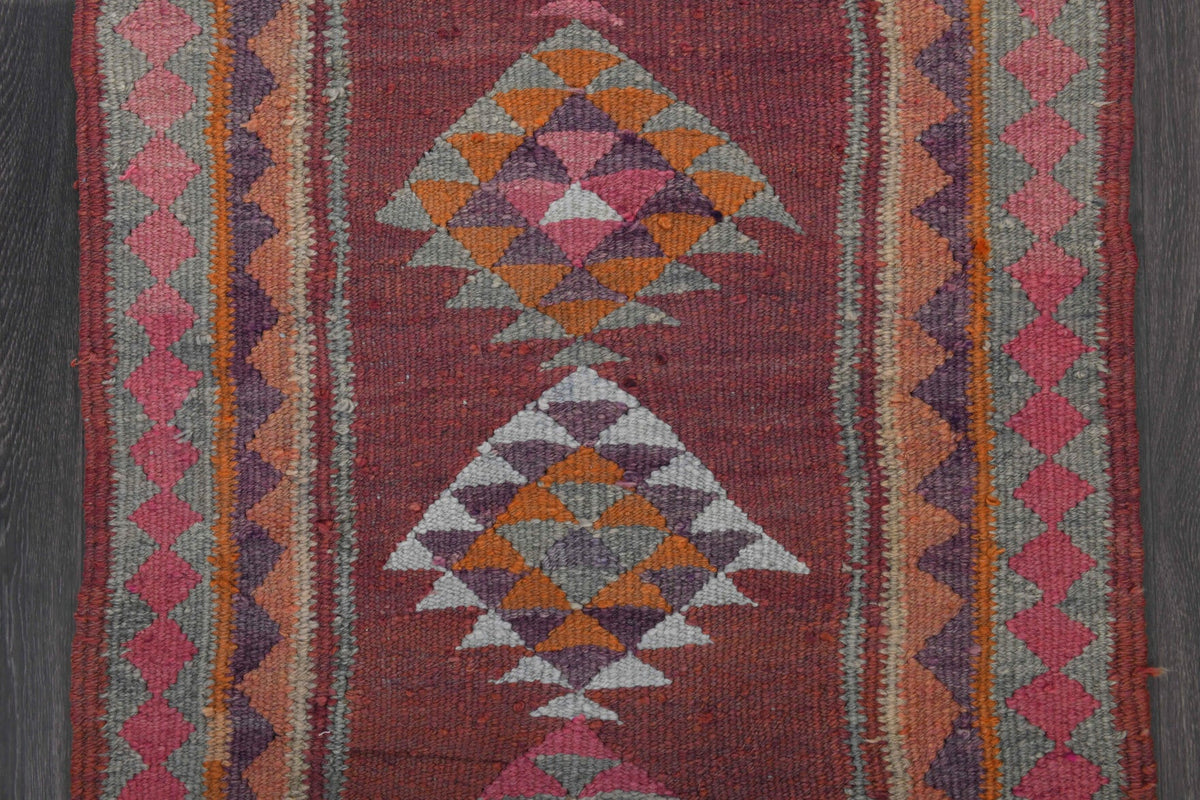 El yapımı vintage yolluk 86x310 cm oryantal desenli yün - açık alan görünümü