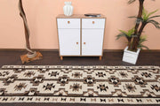 1970'lerden Anadolu kökenli tribal desenli el dokuma vintage yolluk, 90x320 cm