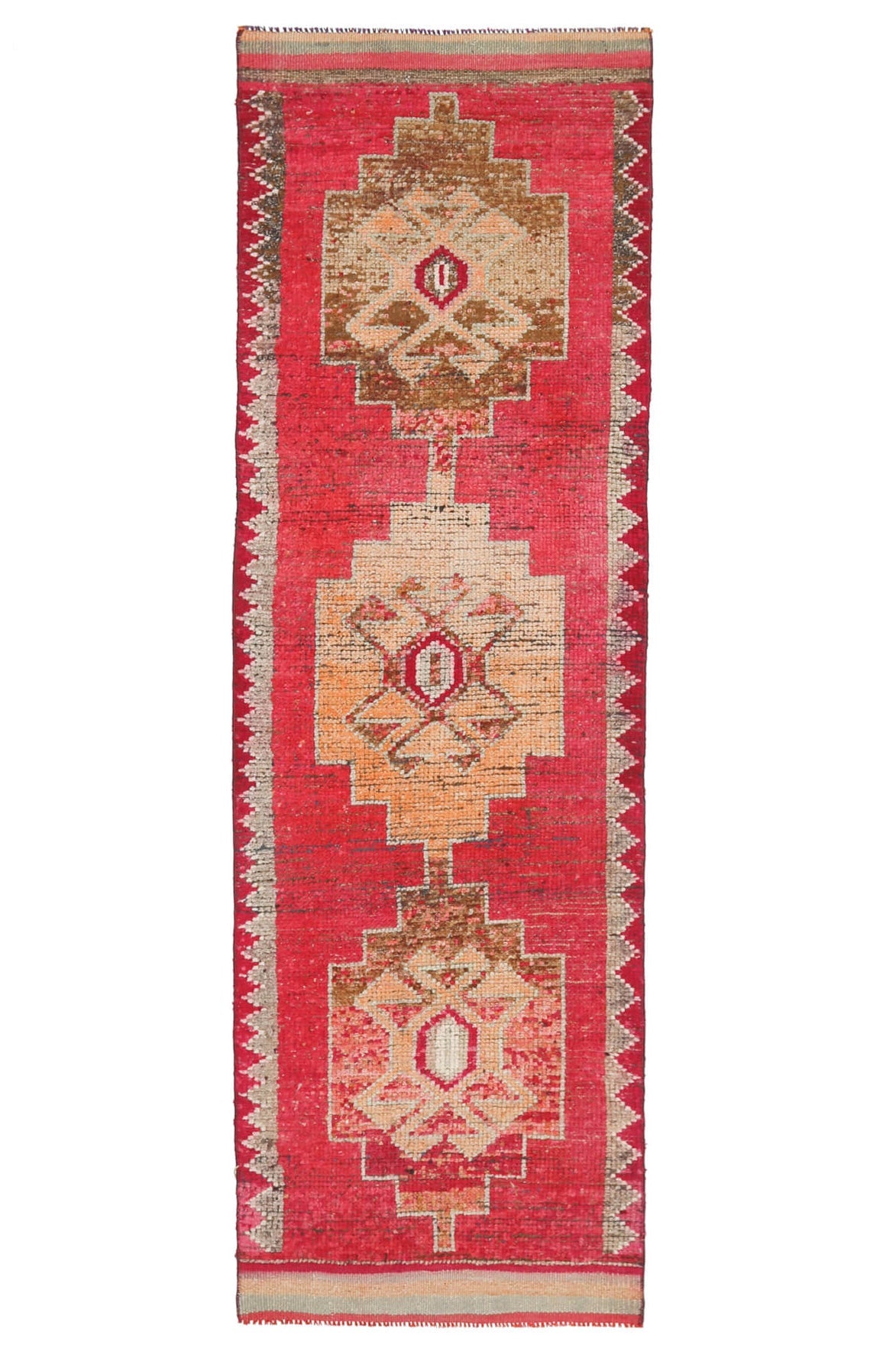 Hand-Knotted Vintage Runner Rug