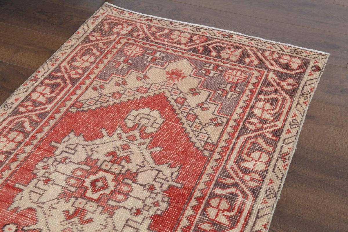 El yapımı vintage yolluk 89x300 cm oryantal desenli yün - üstten görünüm