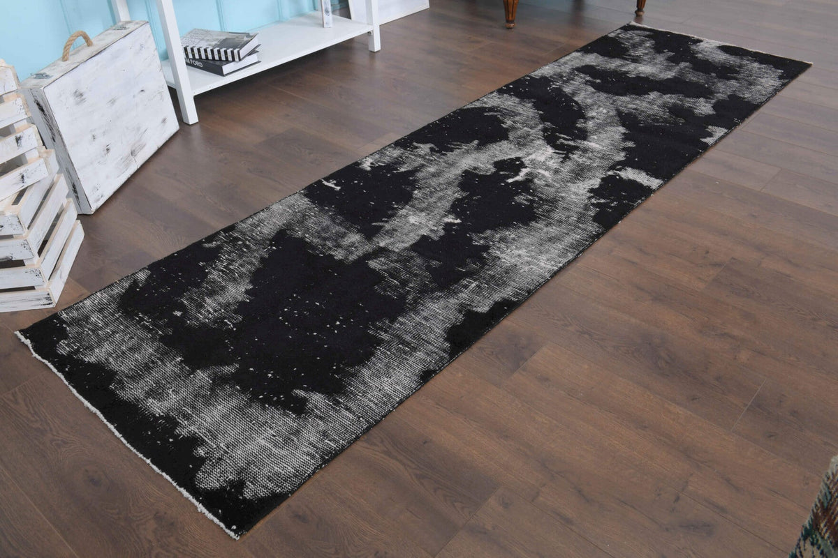El yapımı vintage yolluk 61x274 cm düz desenli yün - kenar ve saçak detayı