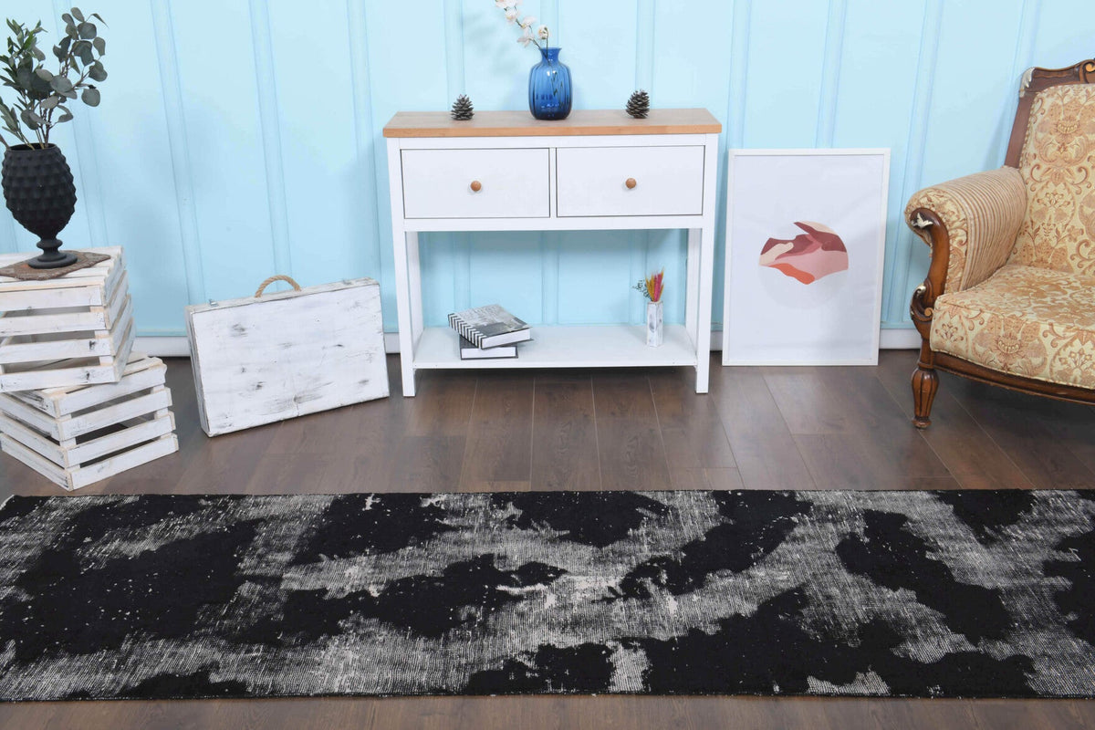 El yapımı vintage yolluk 61x274 cm düz desenli yün - mekan görünümü