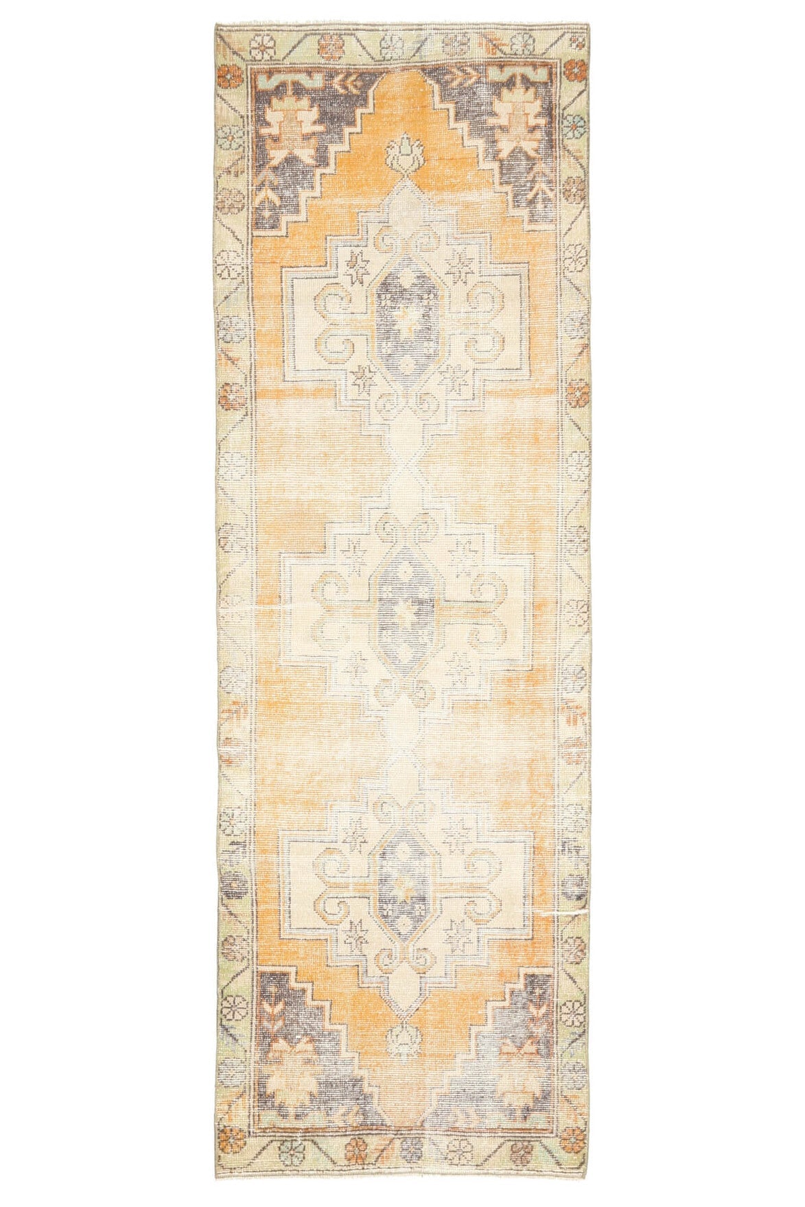 El yapımı vintage yolluk 91x287 cm oryantal desenli yün