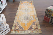 El yapımı vintage yolluk 91x287 cm oryantal desenli yün - detay görünümü