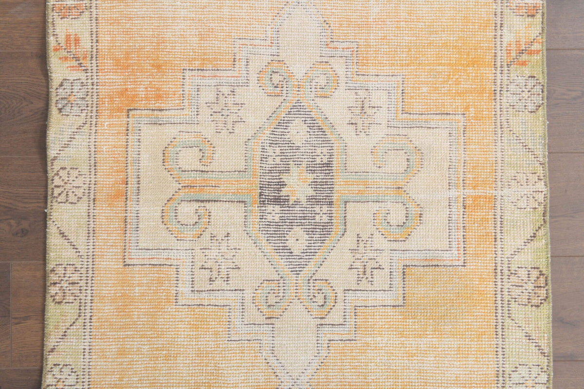 El yapımı vintage yolluk 91x287 cm oryantal desenli yün - açık alan görünümü