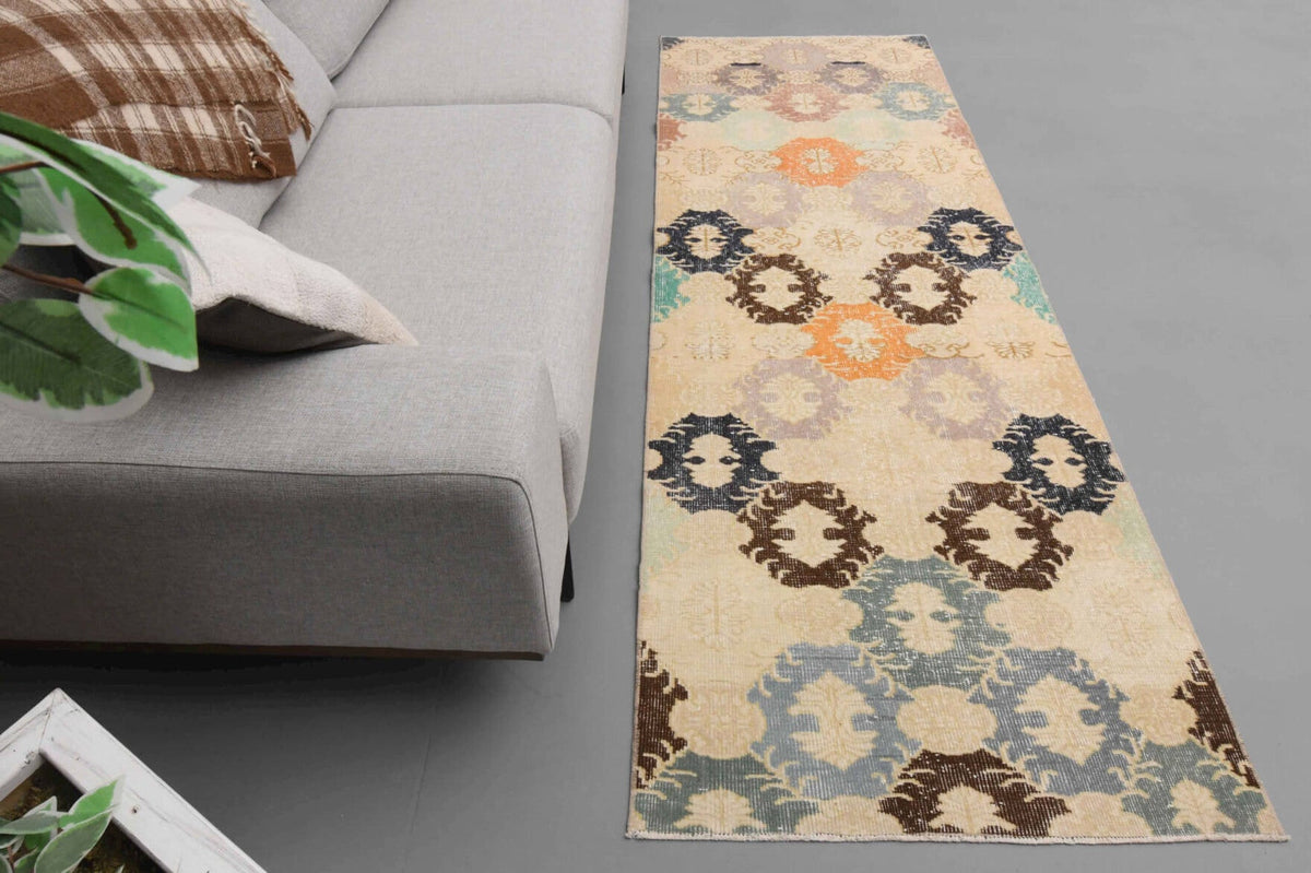 Beige Vintage Anatolian Runner Rug