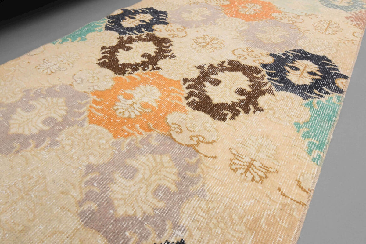 Beige Vintage Anatolian Runner Rug