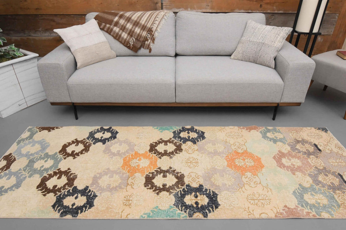 Beige Vintage Anatolian Runner Rug