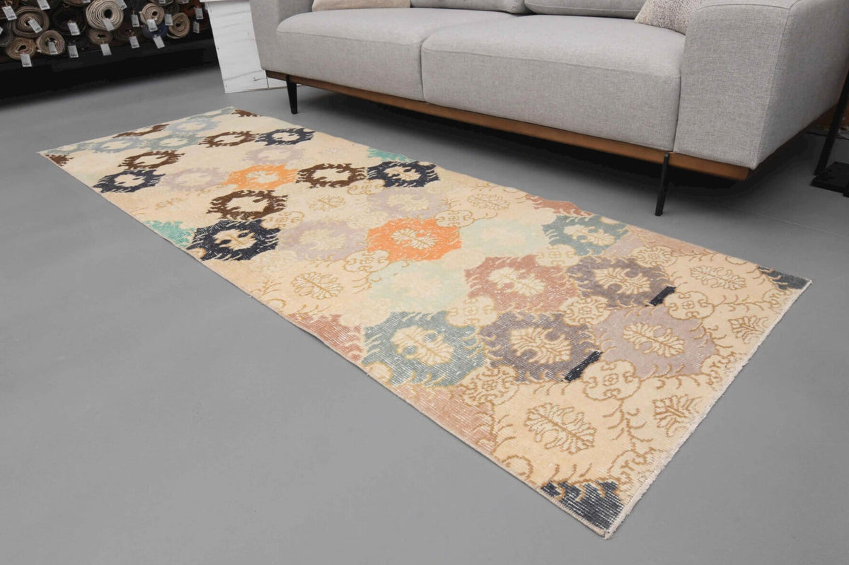 Beige Vintage Anatolian Runner Rug