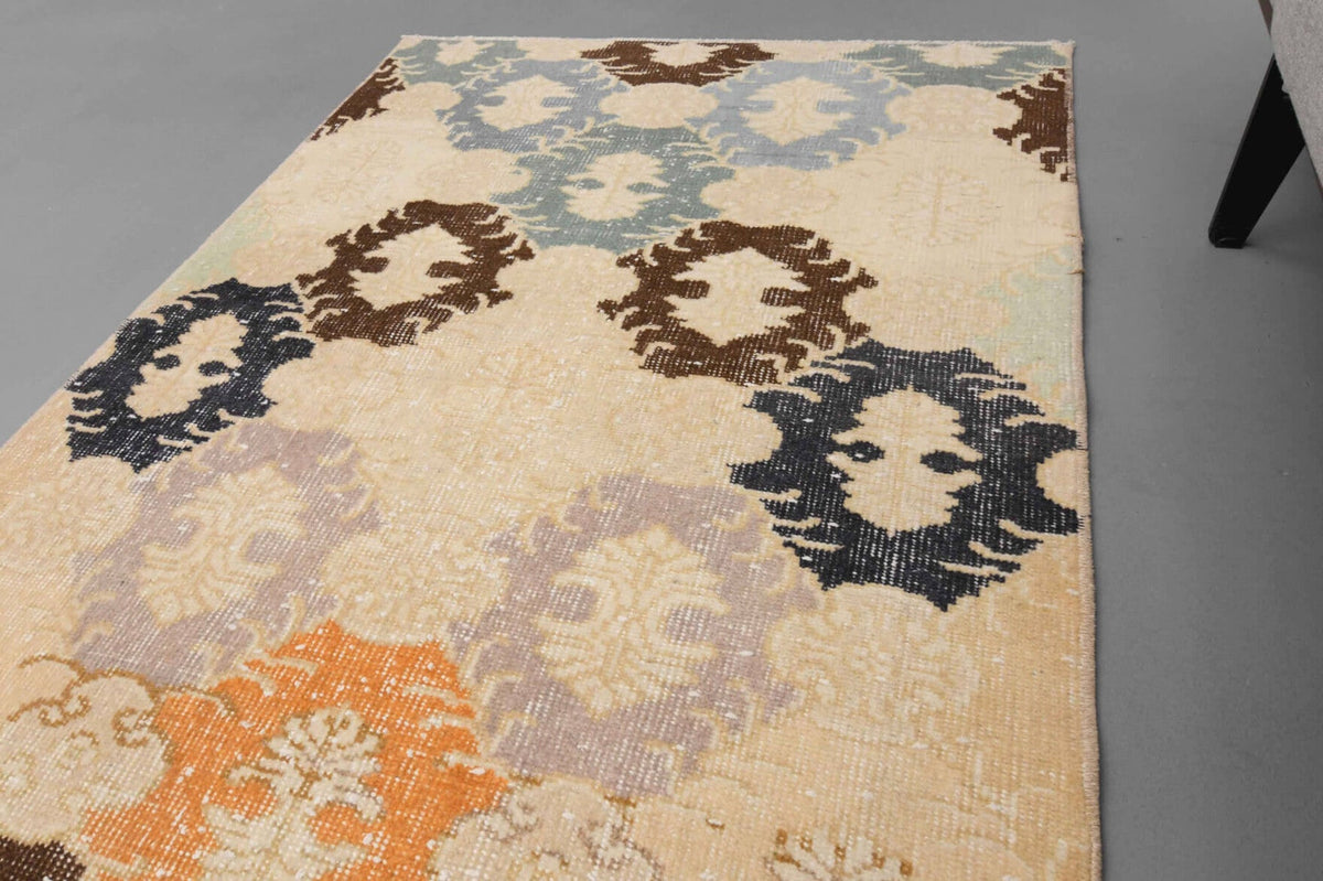 Beige Vintage Anatolian Runner Rug