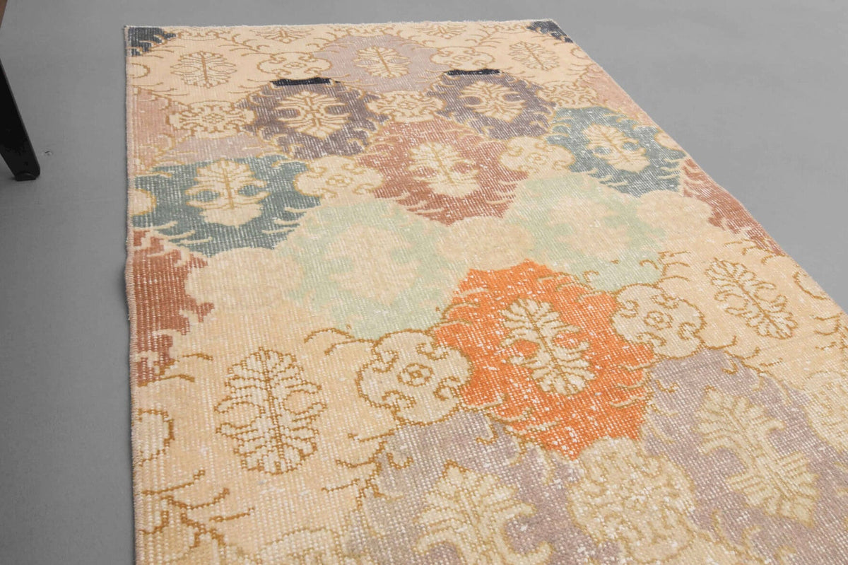 Beige Vintage Anatolian Runner Rug