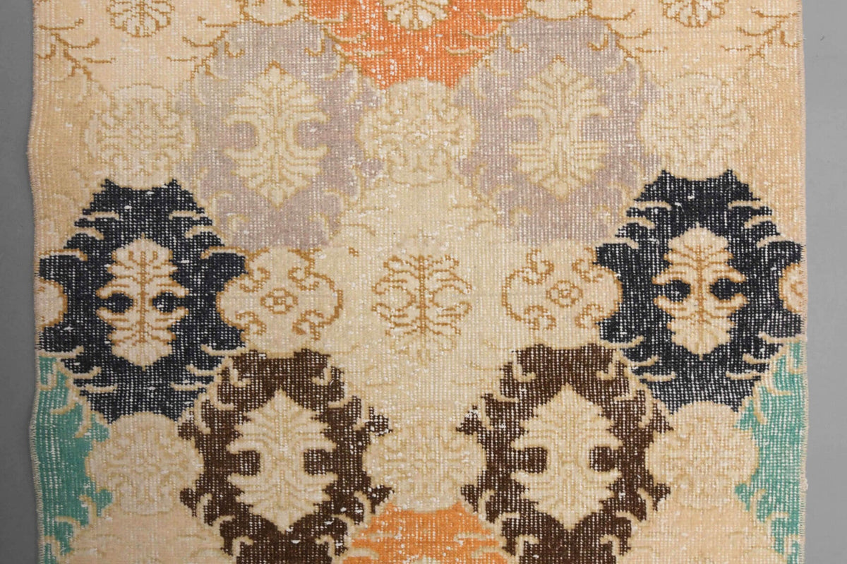 Beige Vintage Anatolian Runner Rug