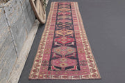 1970'lerden Anadolu kökenli tribal desenli el dokuma vintage yolluk, 86x341 cm