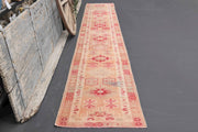 1970'lerden Anadolu kökenli tribal desenli el dokuma vintage yolluk, 77x457 cm