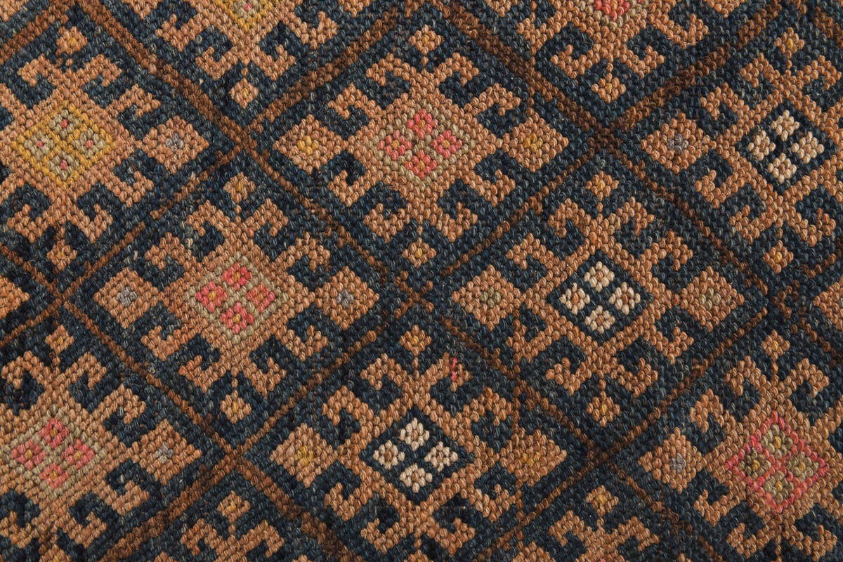 El yapımı vintage yolluk 86x411 cm i̇kat desenli yün - farklı açıdan görünüm