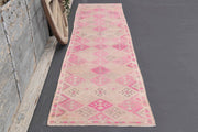 1970'lerden Anadolu kökenli ikat desenli el dokuma vintage yolluk, 80x340 cm