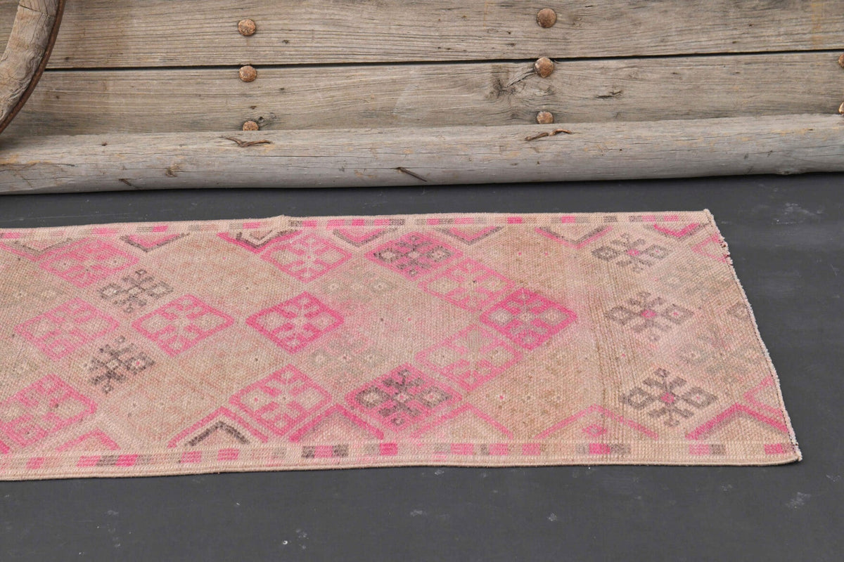 Pink Vintage Oushak Runner Rug