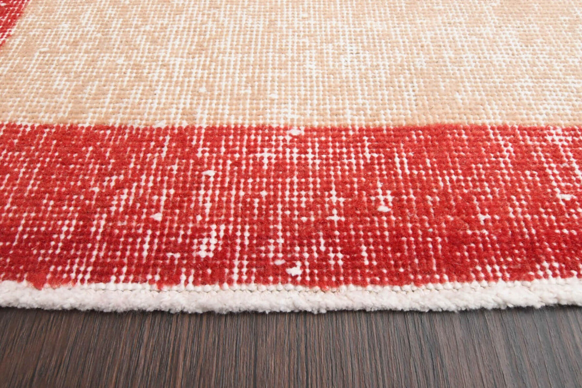 Bordered Vintage Oushak Runner Rug