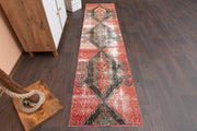1970'lerden Anadolu kökenli geometrik desenli el dokuma vintage yolluk, 65x270 cm
