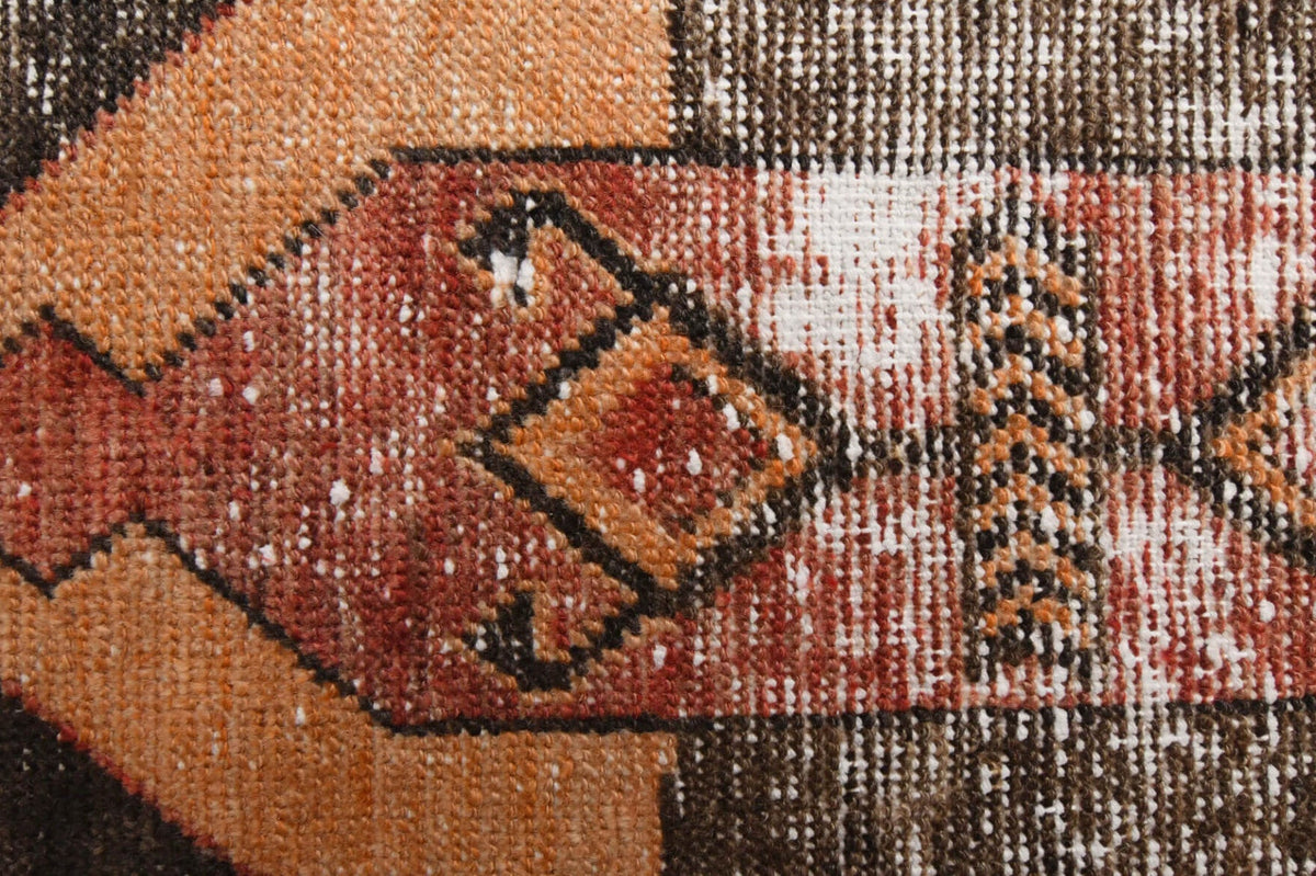 Antre ve koridor için geometrik desenli el dokuma vintage yolluk – 65x270 cm