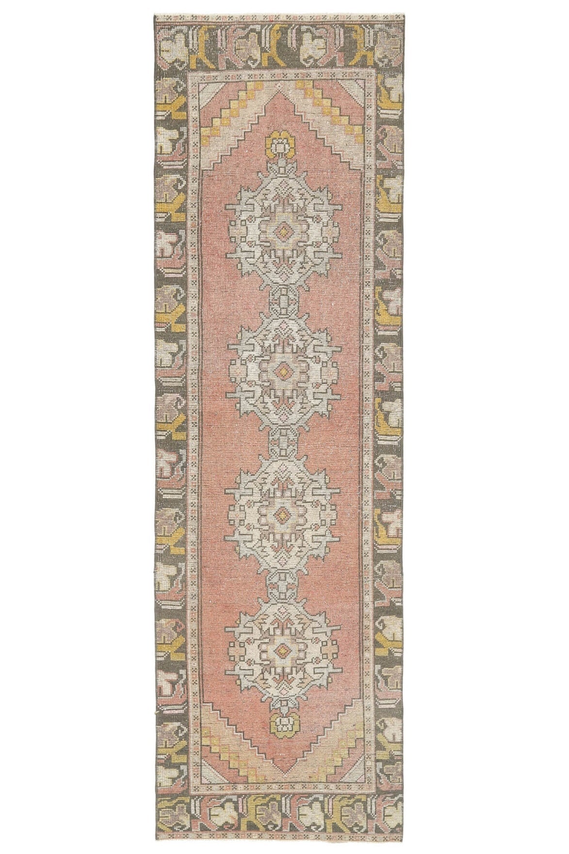 El yapımı vintage yolluk 76x259 cm oryantal desenli yün