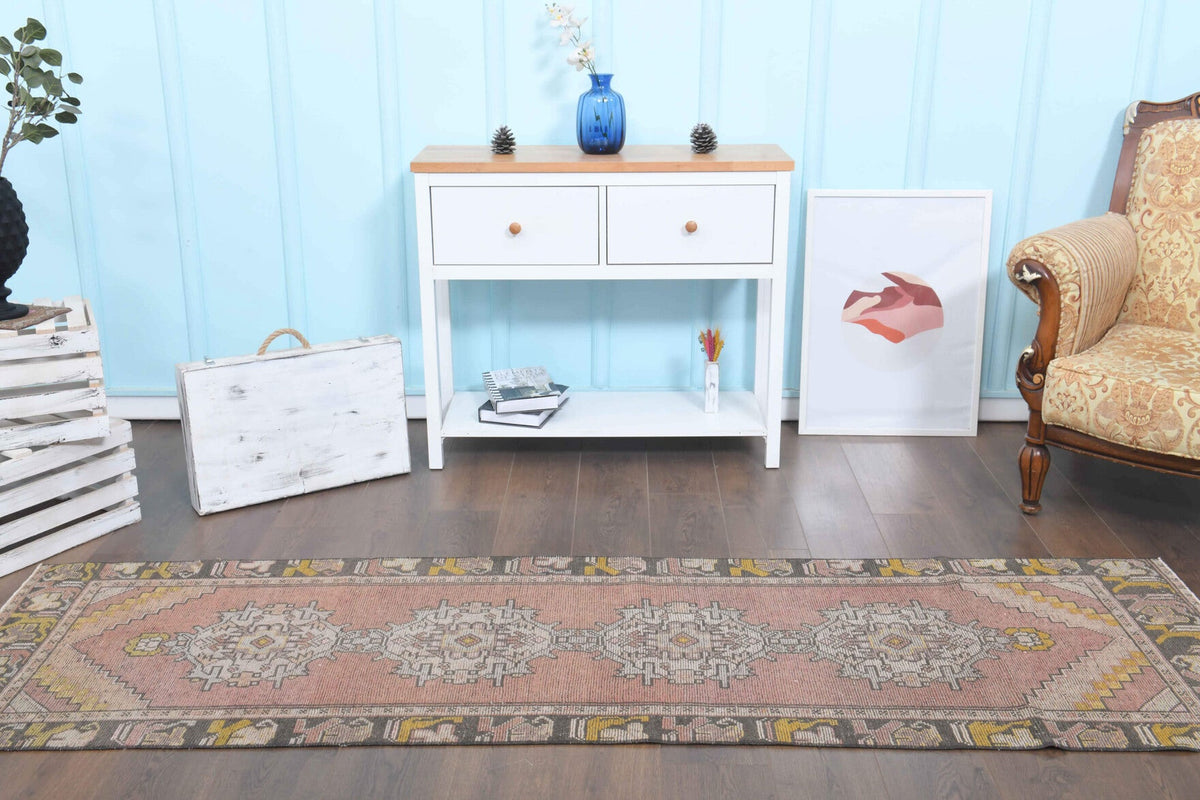 El yapımı vintage yolluk 76x259 cm oryantal desenli yün - desen detayı