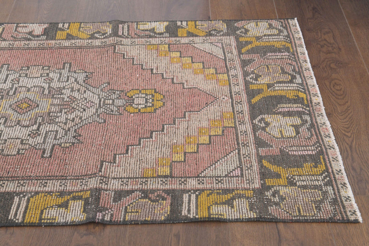 El yapımı vintage yolluk 76x259 cm oryantal desenli yün - üstten görünüm