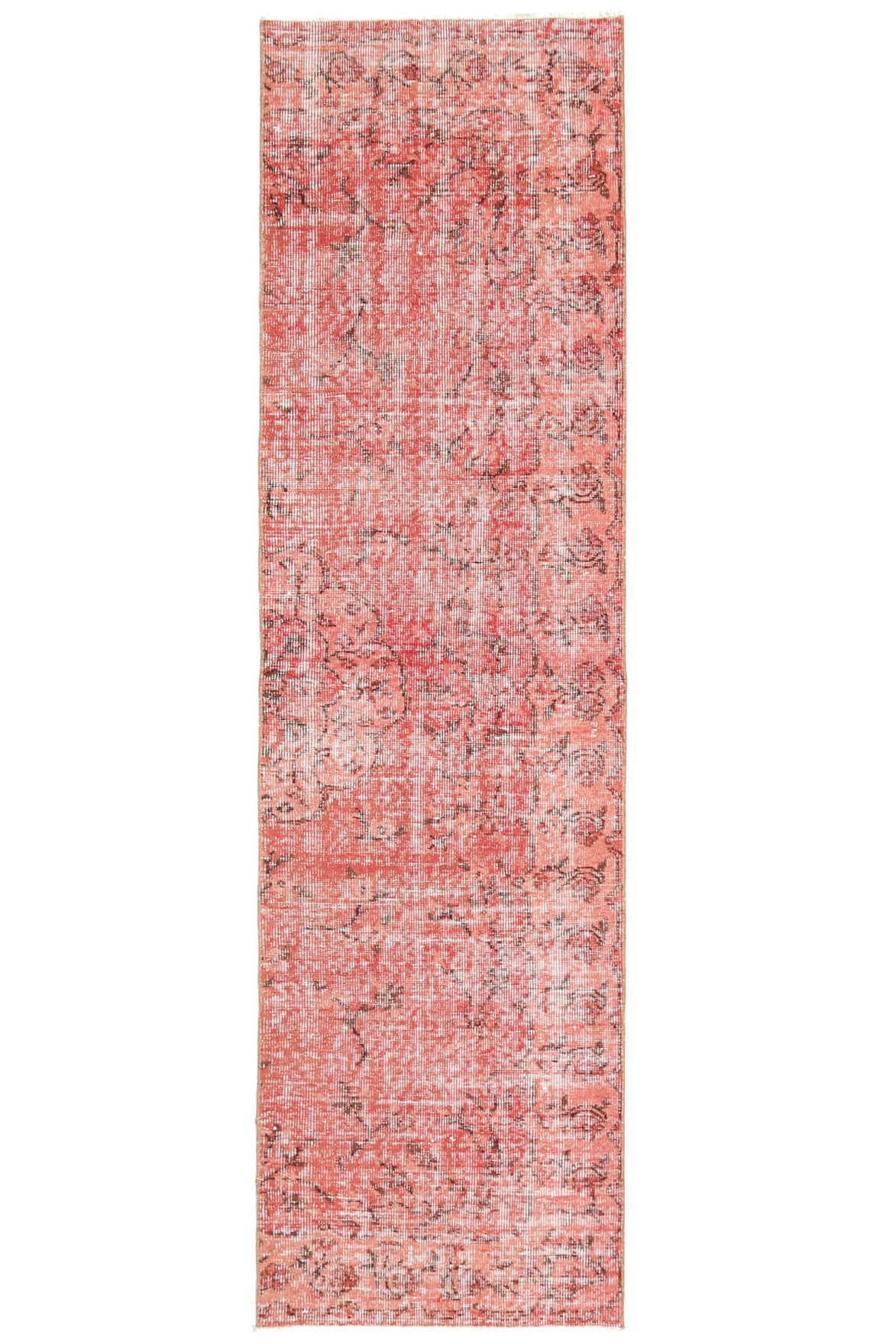El yapımı vintage yolluk 61x244 cm çiçek desenli desenli yün