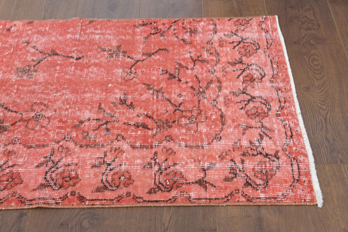 El yapımı vintage yolluk 61x244 cm çiçek desenli desenli yün - üstten görünüm
