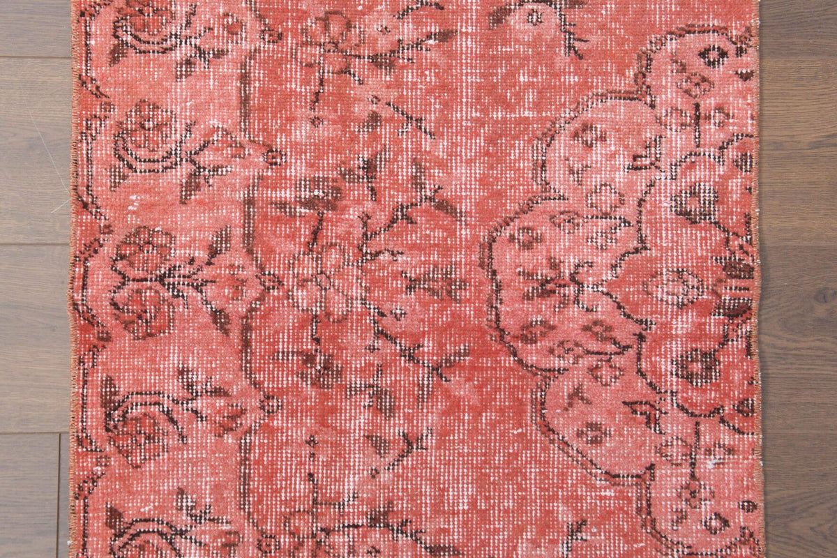 El yapımı vintage yolluk 61x244 cm çiçek desenli desenli yün - açık alan görünümü