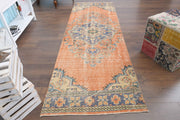 1970'lerden Anadolu kökenli oryantal desenli el dokuma vintage yolluk, 98x297 cm