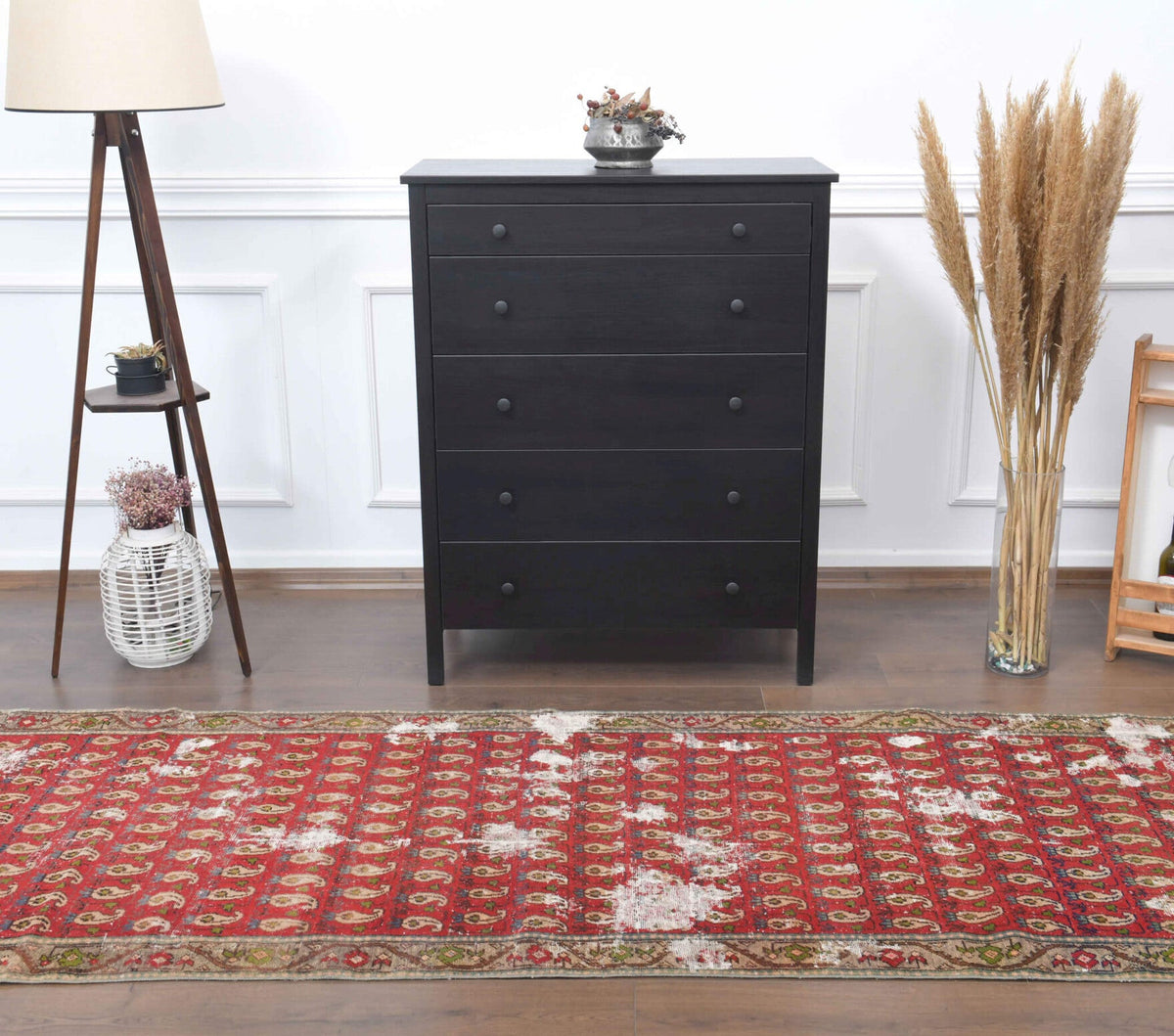 Vintage Red Hereke Runner Rug