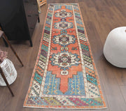 El yapımı vintage yolluk 86x292 cm oryantal desenli yün - detay görünümü