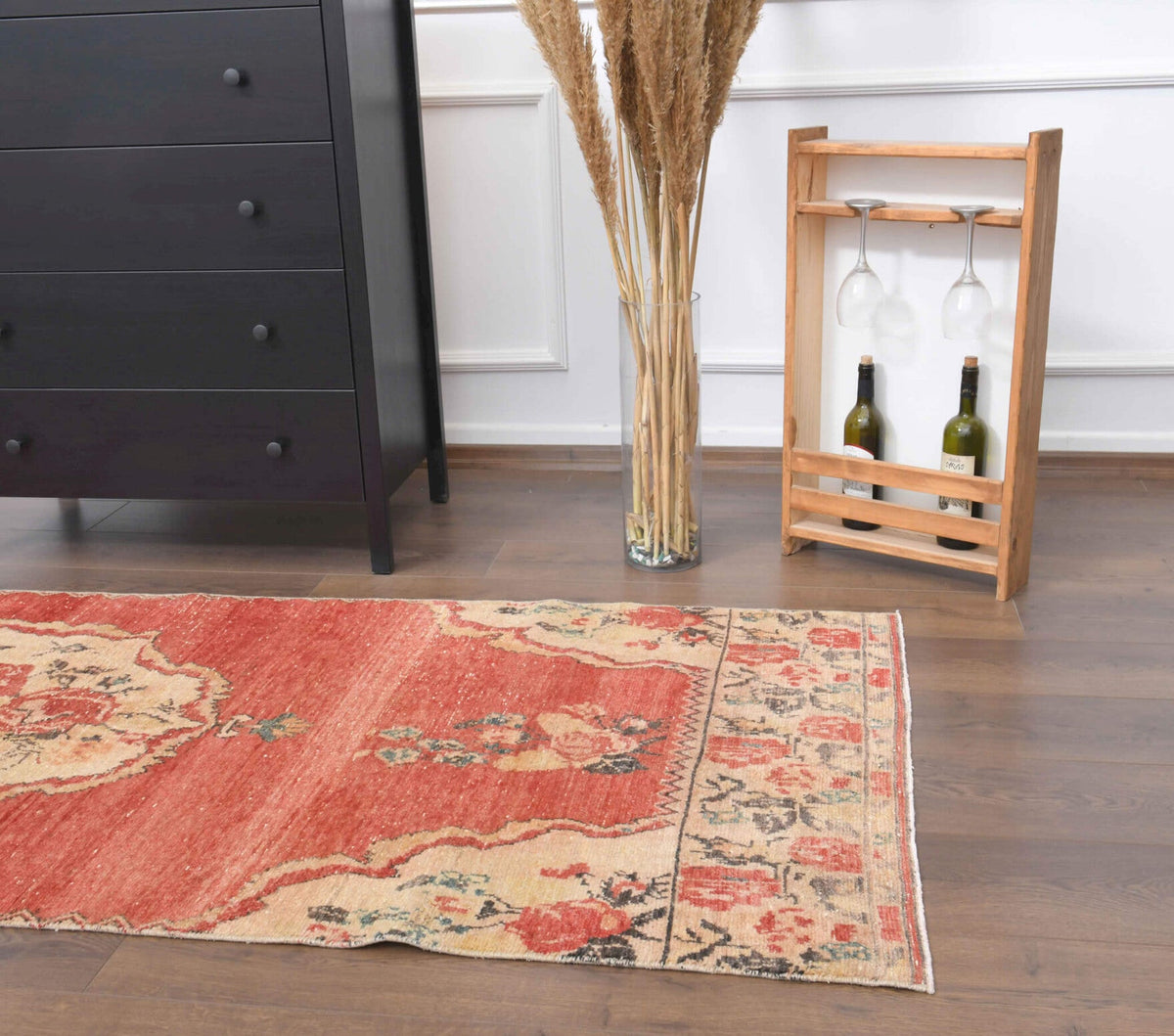 Oriental Red Oushak Runner Rug