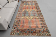 1970'lerden Anadolu kökenli oryantal desenli el dokuma vintage yolluk, 143x339 cm