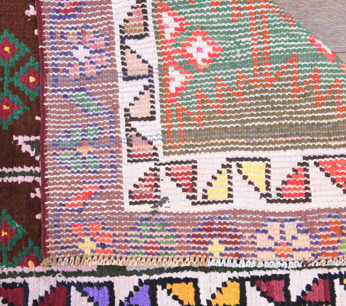 Colorful Vintage Oushak Runner Rug