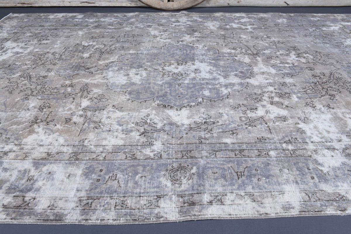 El yapımı vintage halı 213x305 cm soyut desenli yün - desen detayı