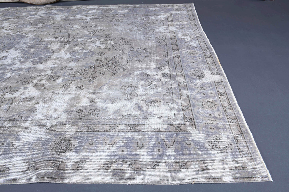 El yapımı vintage halı 213x305 cm soyut desenli yün - mekan görünümü