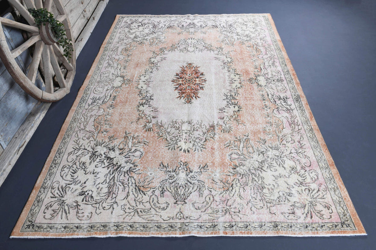 El yapımı vintage halı 183x305 cm oryantal desenli yün - açık alan görünümü