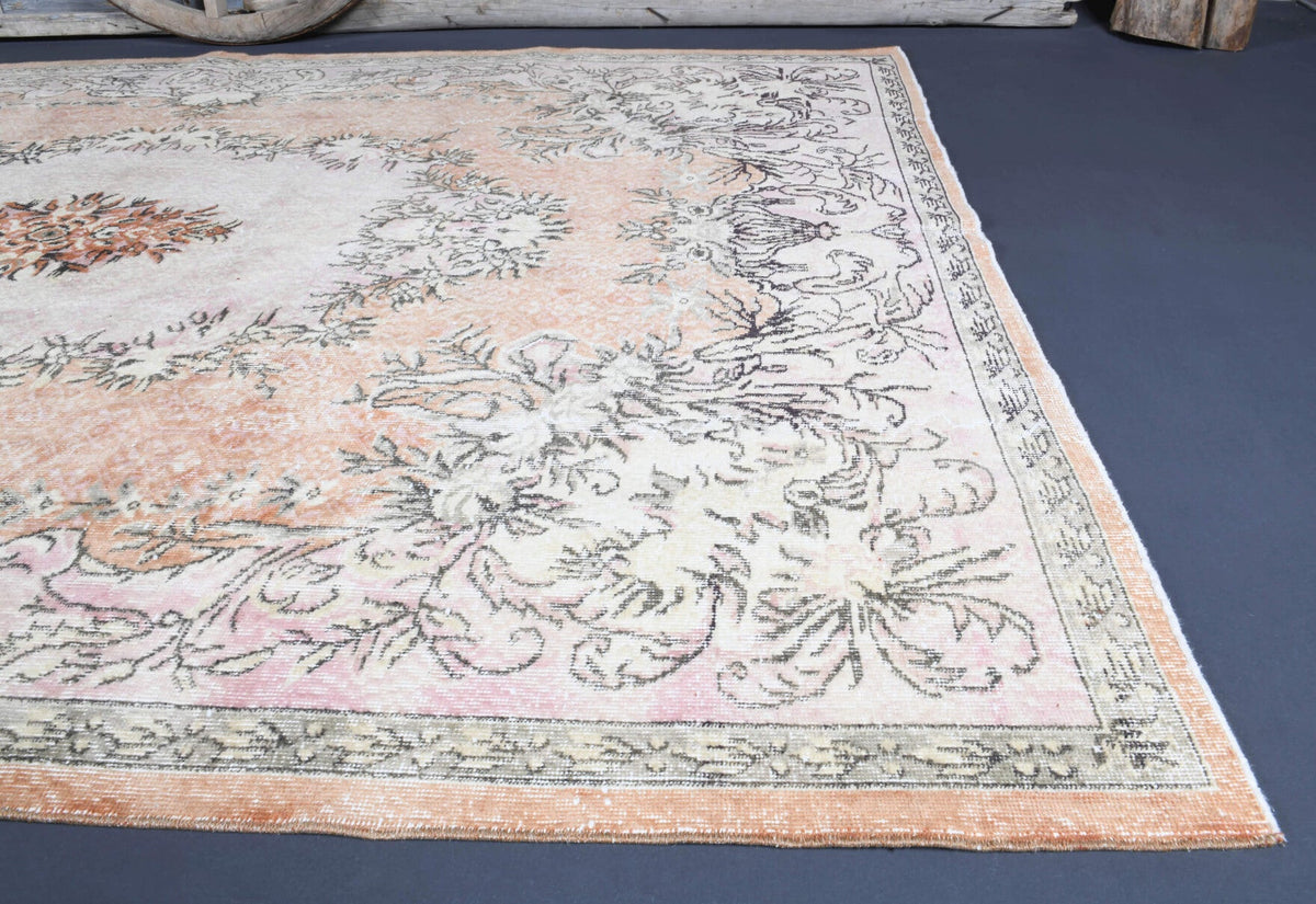 El yapımı vintage halı 183x305 cm oryantal desenli yün - desen detayı