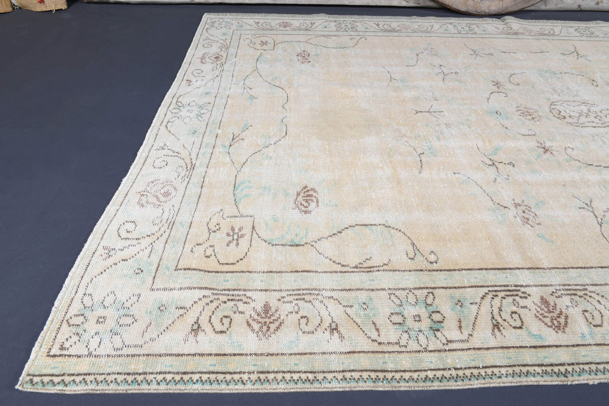 El yapımı vintage halı 183x305 cm oryantal desenli yün - detay görünümü