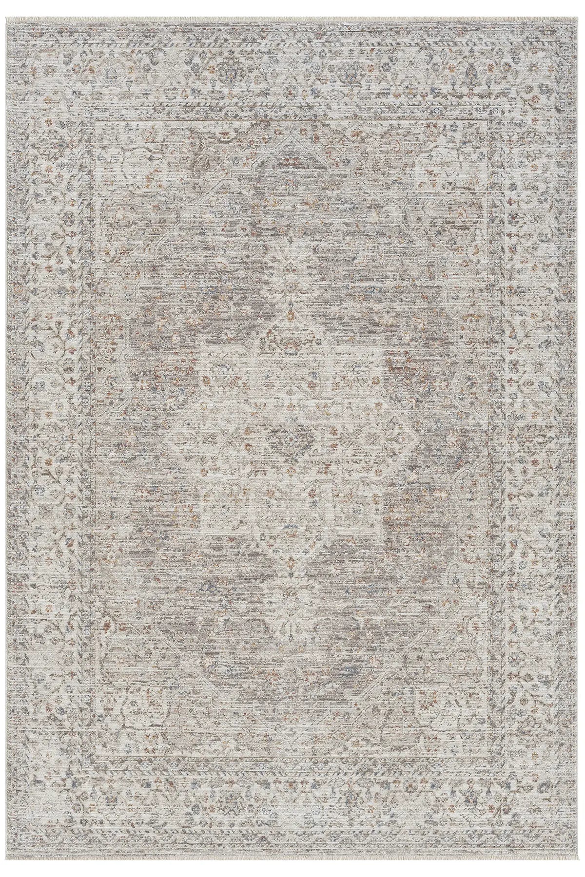 Bej Pastel Çiçekli Vintage Eskitme Halı - 10204BP