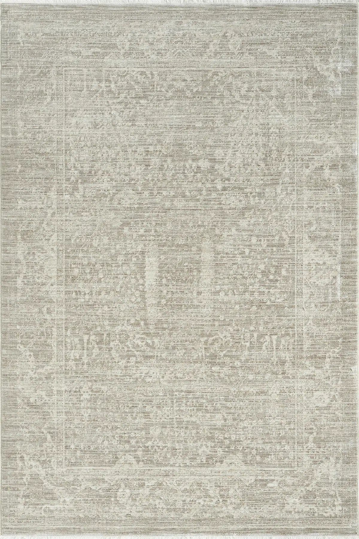 Gri Pastel Çiçekli Vintage Eskitme Halı - 10202GP
