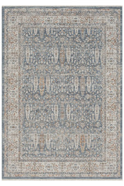 Mavi Pastel Çiçekli Vintage Eskitme Halı - 10207MP
