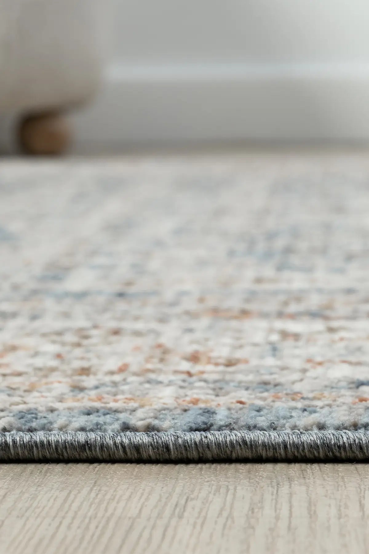 Mavi Pastel Çiçekli Vintage Eskitme Halı - 10207MP